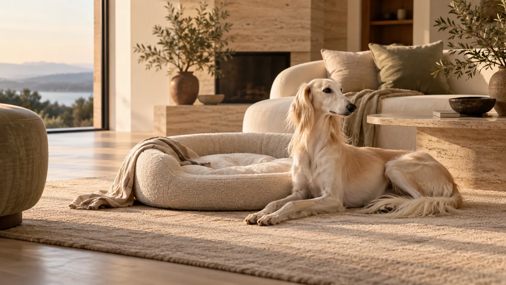 A dog resting in a refined warm home